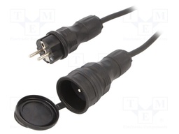 Extension lead; Sockets: 1; rubber; black; 3x1,5mm2; 25m; 16A