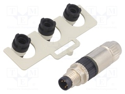 Connector: M8; male; PIN: 4; straight; for cable; plug; 4A; 32V; IP67