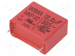 Capacitor: polypropylene; 2.2uF; 27.5mm; ±10%; 31.5x15x26mm