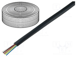 Wire: telecommunication cable; stranded; 6x28AWG; black; 100m