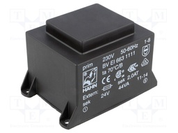 Transformer: encapsulated; 44VA; 230VAC; 24V; 1833mA; Mounting: PCB