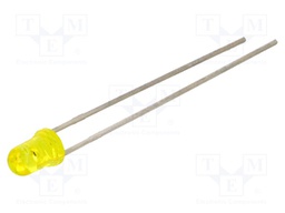 LED; 3mm; yellow; 110÷310mcd; 45°; Front: convex; Pitch: 2.54mm