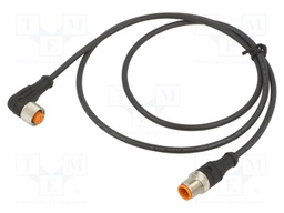 Connection lead; M12; PIN: 3; 1m; plug; 4A; LED; -25÷80°C; IP67; 30VDC