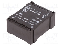 Transformer: encapsulated; 6VA; 115/115VAC; 6V; 6V; 500mA; 500mA