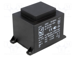 Transformer: encapsulated; 35VA; 230VAC; 15V; 15V; 1167mA; 1167mA