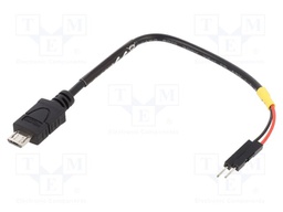 Cable; USB 2.0; USB B micro plug,1pin pin header x2; 0.1m; black