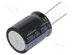 Capacitor: electrolytic; THT; 2200uF; 50VDC; Ø20x25mm; Pitch: 10mm