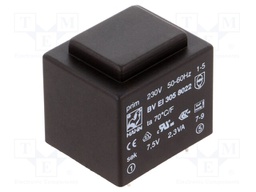 Transformer: encapsulated; 2.3VA; 230VAC; 7.5V; 307mA; 111g