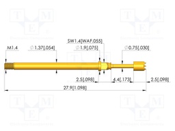 Test needle; Spring compression: 3.5mm; 4.4mm; 5A; CuBe; Ø: 1.8mm