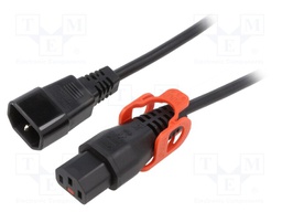Cable; IEC C13 female,IEC C14 male; 3m; with IEC LOCK+ locking