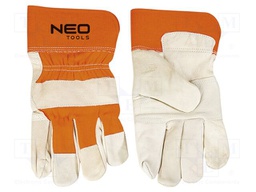 Protective gloves; Size: 10.5; white-orange; natural leather