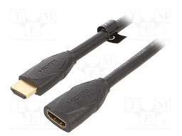 Cable; HDMI 2.0; HDMI socket,HDMI plug; 5m; black; 30AWG; Core: CCS