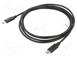 Cable; USB 2.0; USB C plug,both sides; gold-plated; 1.8m; black