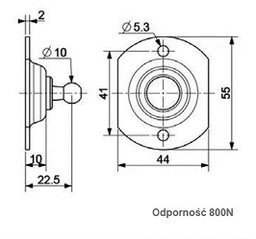 Mounting element for gas spring; Mat: zinc plated steel; 10mm