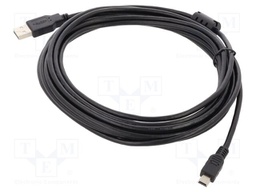 Cable; USB 2.0; USB A plug,USB B mini plug; 5m; black; 480Mbps