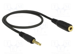 Cable; Jack 3.5mm 5pin socket,Jack 3,5mm 5pin plug; 0.5m; black