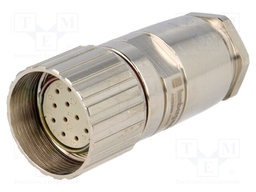 Connector: M23; plug; PIN: 12; female; soldering; for cable; 7.5A
