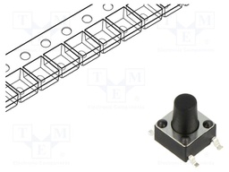 Microswitch TACT; SPST; Pos: 2; 0.05A/12VDC; SMT; 1.57N; 6x6x3.5mm