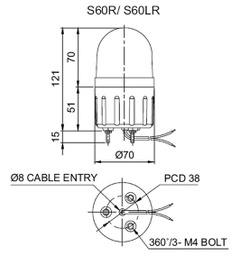 Signaller: lighting; rotating light; amber; Series: S60; 12VDC