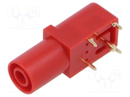 Socket; 4mm banana; 24A; 33.6mm; red; gold-plated; PCB