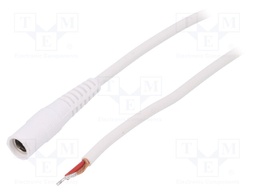 Cable; wires,DC 5,5/2,1 socket; straight; 1mm2; white; 1.5m
