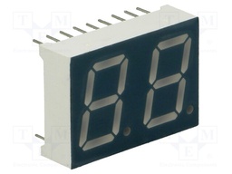 Display: LED; 7-segment; 13.2mm; 0.52"; No.char: 2; yellow-green