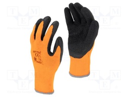 Protective gloves; Size: 10; orange; latex,polyester; furlined