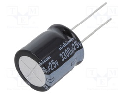 Capacitor: electrolytic; THT; 3300uF; 25VDC; Ø18x20mm; Pitch: 7.5mm