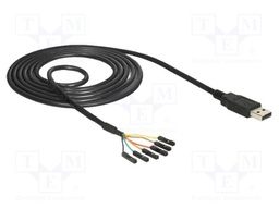 Cable; USB 2.0; USB A plug,1pin pin header x6; 1.8m; black; 26AWG