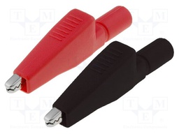 Crocodile clip; 5A; red and black; Socket size: 4mm