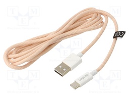 Cable; USB 2.0; USB A plug,USB C plug; 1.5m; pink; 480Mbps; 60W; 3A