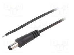 Cable; wires,DC 5,5/2,5 plug; straight; 0.35mm2; black; 1.5m