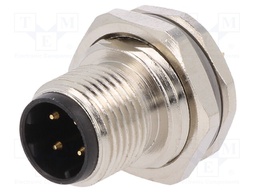 Socket; M12; PIN: 4; male; D code-Ethernet; soldering; IP67; 250V; 4A