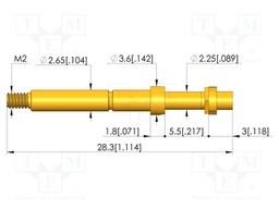 Test needle; Spring compression: 4mm; 5mm; 8A; CuBe; gold-plated