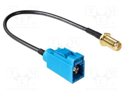 Cable; 200mm; Fakra Z female,SMA female; black; Øcable: 2.9mm; 50Ω