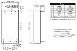 Converter: DC/DC; 30W; Uin: 18÷75V; Uout: 5VDC; Uout2: -5VDC; 2"x1"