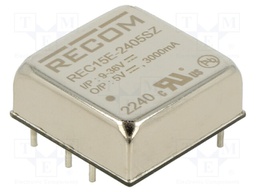 Converter: DC/DC; 15W; Uin: 9÷36V; Uout: 5VDC; Iout: 3A; 1"x1"; 17g