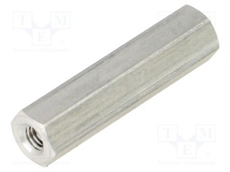 Screwed spacer sleeve; Int.thread: M3; 25mm; hexagonal; aluminium