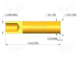 Test probe socket; gold-plated; KS-913; 13.6mm; test needles