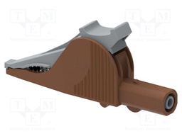 Crocodile clip; 36A; brown; Grip capac: max.40mm; Socket size: 4mm
