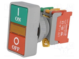 Switch: double; Stabl.pos: 1; NC + NO; 30mm; green/red; IP65; Pos: 2