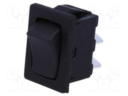 ROCKER; SPST; Pos: 2; OFF-(ON); 10A/250VAC; 10A/28VDC; black; none