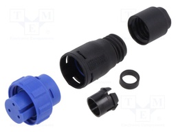 Connector: circular; plug; female; PIN: 3; w/o contacts; for cable