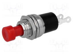 Switch: push-button; Pos: 2; SPST-NO; 1A/250VAC; red; Illumin: none