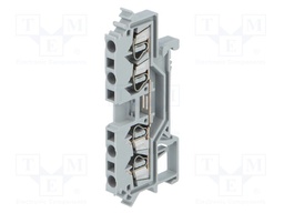 Splice terminal: rail; 2.5mm2; ways: 1; terminals: 4; grey; TS35