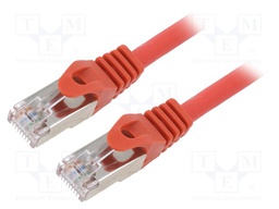 Patch cord; S/FTP; 6a; solid; Cu; LSZH; red; Len: 0.5m; 27AWG