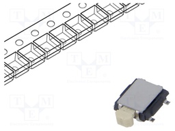 Microswitch TACT; SPST-NO; Pos: 2; 0.05A/12VDC; SMT; none; 3.5N