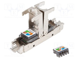 RJ 45 coupler; silver; Cat: 6a; on cable; -25÷68°C; without tools