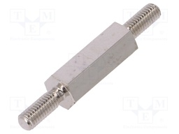 Screwed spacer sleeve; 15mm; Ext.thread: M3; hexagonal; brass